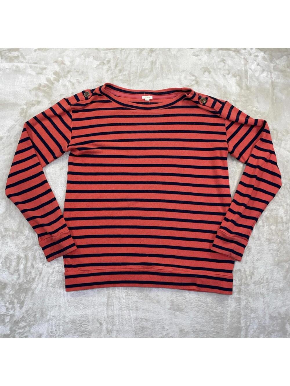 J. CREW Women’s Striped Rayon/Wool Long Sleeve Top Sz XS Red Blue Stretch *Flaw